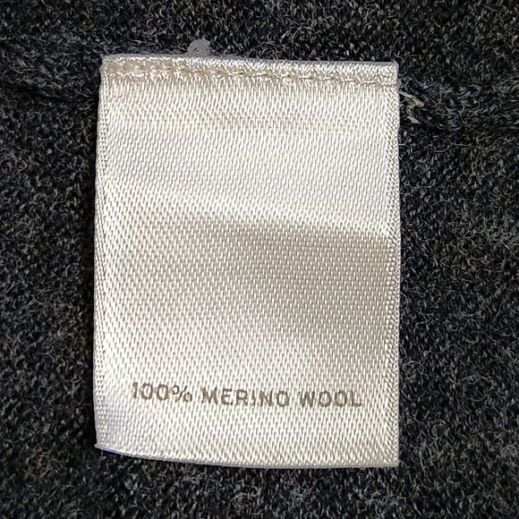 Halogen Merino Wool Cardigan Long Button Down V-Neck Large Petite Charcoal Gray - Picture 8 of 10